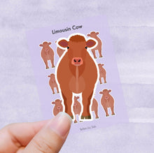 Load image into Gallery viewer, Limousin Cow vinyl sticker sheet