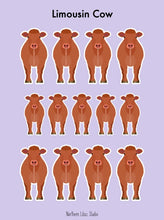 Load image into Gallery viewer, Limousin Cow vinyl sticker sheet