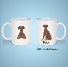 Load image into Gallery viewer, Doberman Pinscher (natural ears and docked tail) 11 oz mug personalized