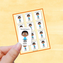 Load image into Gallery viewer, Multicultural Boys name label stickers - personalized - Set B