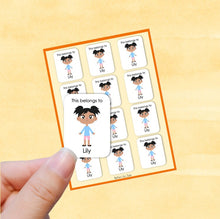 Load image into Gallery viewer, Multicultural Girls name label stickers - personalized - Set E
