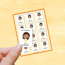 Load image into Gallery viewer, Multicultural Girls name label stickers - personalized - Set E