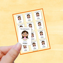 Load image into Gallery viewer, Multicultural Girls name label stickers - personalized - Set E