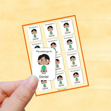 Load image into Gallery viewer, Multicultural Boys name label stickers - personalized - Set E