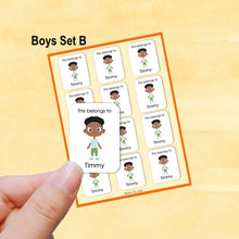 Load image into Gallery viewer, Multicultural Boys name label stickers - personalized - Set B
