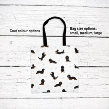 Load image into Gallery viewer, Dachshund (longhaired) pattern tote bag