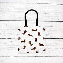 Load image into Gallery viewer, Dachshund (longhaired) pattern tote bag