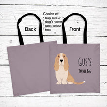 Load image into Gallery viewer, Basset Hound tote bag personalized