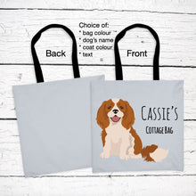 Load image into Gallery viewer, Cavalier King Charles Spaniel tote bag personalized