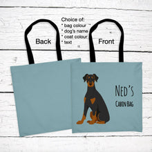 Load image into Gallery viewer, Doberman Pinscher (docked) tote bag personalized