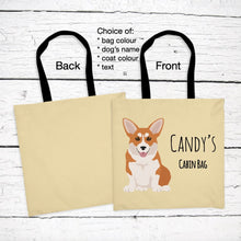Load image into Gallery viewer, Pembroke Welsh Corgi tote bag personalized