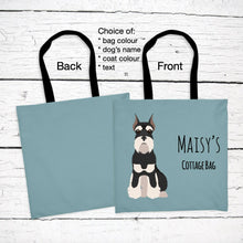 Load image into Gallery viewer, Miniature Schnauzer (cropped ears) tote bag personalized