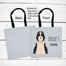Load image into Gallery viewer, Bearded Collie tote bag personalized