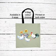 Load image into Gallery viewer, Chickens and Sunflowers Tote Bag