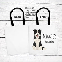 Load image into Gallery viewer, Border Collie tote bag personalized