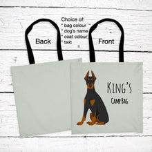 Load image into Gallery viewer, Doberman Pinscher (cropped and docked) tote bag personalized