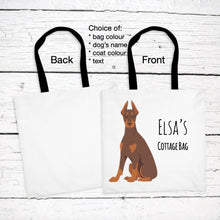 Load image into Gallery viewer, Doberman Pinscher (cropped and docked) tote bag personalized