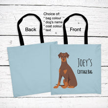 Load image into Gallery viewer, Doberman Pinscher (natural) tote bag personalized