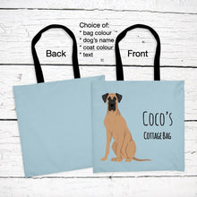 Load image into Gallery viewer, Great Dane (natural ears) tote bag personalized