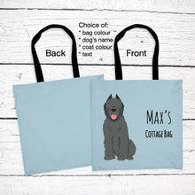 Load image into Gallery viewer, Bouvier de Flandres (cropped ears) tote bag personalized