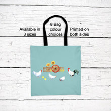 Load image into Gallery viewer, Chickens by Fence Tote Bag
