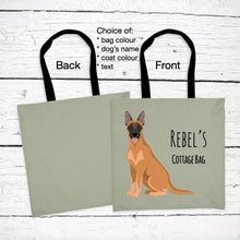 Load image into Gallery viewer, Belgian Malinois tote bag personalized