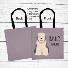 Load image into Gallery viewer, Old English Sheep Dog tote bag personalized