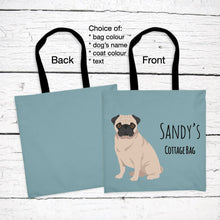 Load image into Gallery viewer, Pug tote bag personalized
