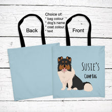 Load image into Gallery viewer, Shetland Sheepdog tote bag personalized