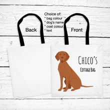 Load image into Gallery viewer, Vizsla tote bag personalized
