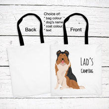 Load image into Gallery viewer, Rough Collie tote bag personalized