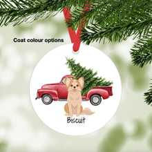Load image into Gallery viewer, Chihuahua (longhaired) ornament personalized