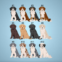 Load image into Gallery viewer, Bordoodle (Border Collie/Poodle mix) tote bag personalized