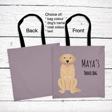 Load image into Gallery viewer, Goldador (Golden Retriever/Labrador Retriever mix) tote bag personalized