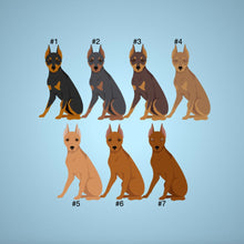Load image into Gallery viewer, Miniature Pinscher (cropped ears) ornament personalized