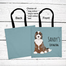 Load image into Gallery viewer, Aussiedoodle (Australian Shepherd/Poodle mix) tote bag personalized