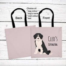 Load image into Gallery viewer, Bordoodle (Border Collie/Poodle mix) tote bag personalized