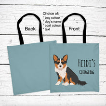 Load image into Gallery viewer, Corgipoo (Corgi/Poodle mix) tote bag personalized
