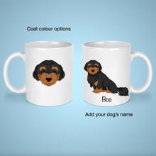 Load image into Gallery viewer, Doxiepoo (Dachshund/Poodle mix) 11 oz mug personalized