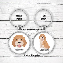 Load image into Gallery viewer, Cockapoo (Cocker Spaniel/Poodle mix) keychain personalized