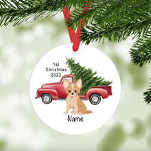 Load image into Gallery viewer, Chihuahua (longhaired) puppy ornament personalized