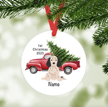 Load image into Gallery viewer, English Setter puppy ornament personalized