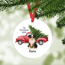 Load image into Gallery viewer, Miniature American Shepherd puppy ornament personalized