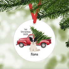 Load image into Gallery viewer, Papillon puppy ornament personalized