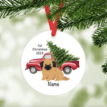Load image into Gallery viewer, Peekapoo (Pekingese/Poodle mix) puppy ornament personalized