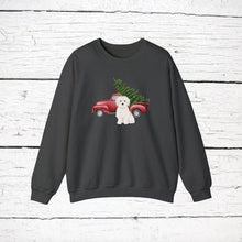 Load image into Gallery viewer, Malti-poo (Maltese/Poodle mix) Red Truck Sweatshirt