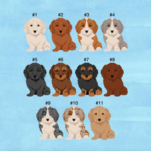 Load image into Gallery viewer, Doxiepoo puppy (Dachshund/Poodle mix) ornament personalized