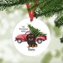 Load image into Gallery viewer, Doxiepoo puppy (Dachshund/Poodle mix) ornament personalized