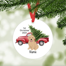 Load image into Gallery viewer, Goldador (Golden Retriever/Labrador mix) puppy ornament personalized