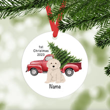 Load image into Gallery viewer, Goldendoodle (Golden Retriever/ Poodle mix) puppy ornament personalized